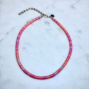 Elsie Frieda Choker Vibrant Pink and Orange Beaded Necklace